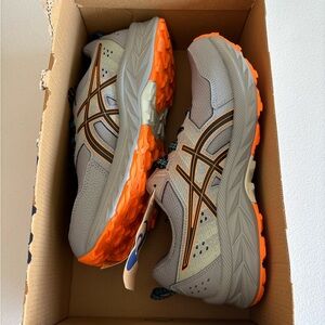 Asics Gray and Orange Running Shoes